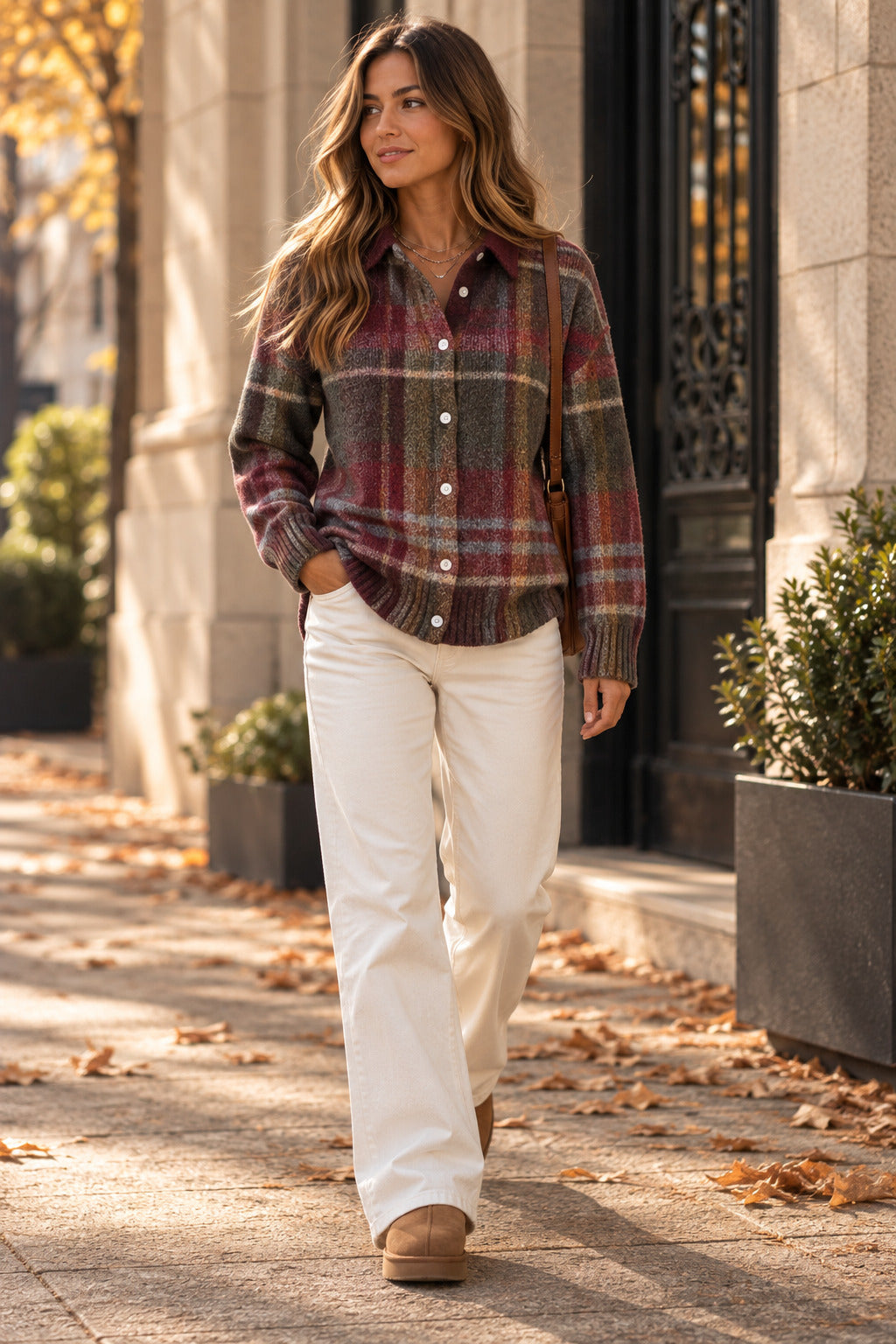 Josefina - Cárdigan Camisero de Cuadros Clásico