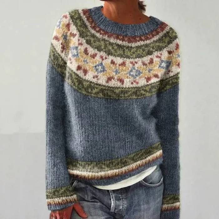 Emma - Jersey de Punto Jacquard Azul