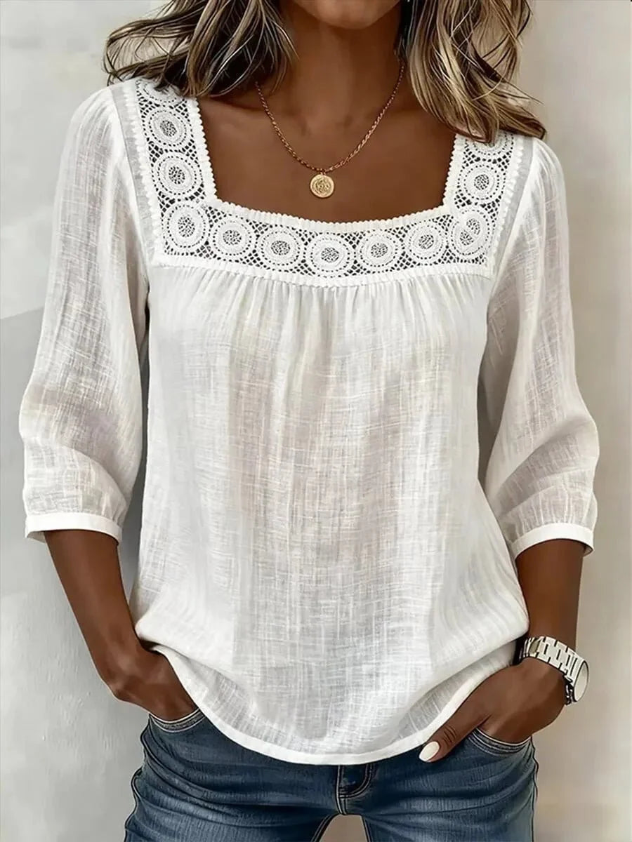 Amora | Lace Square Neck Blouse