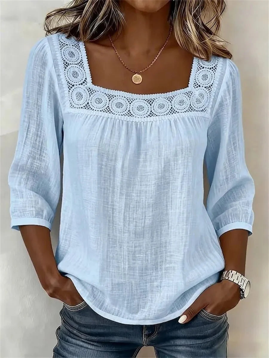 Amora | Lace Square Neck Blouse