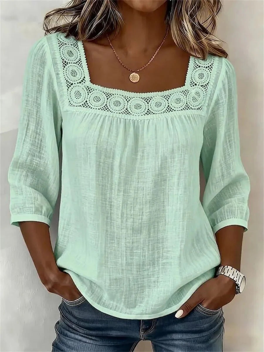 Amora | Lace Square Neck Blouse