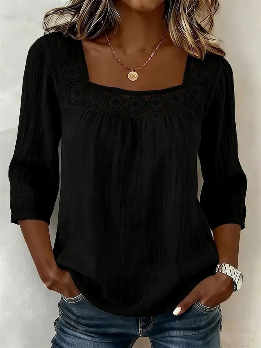 Amora | Lace Square Neck Blouse