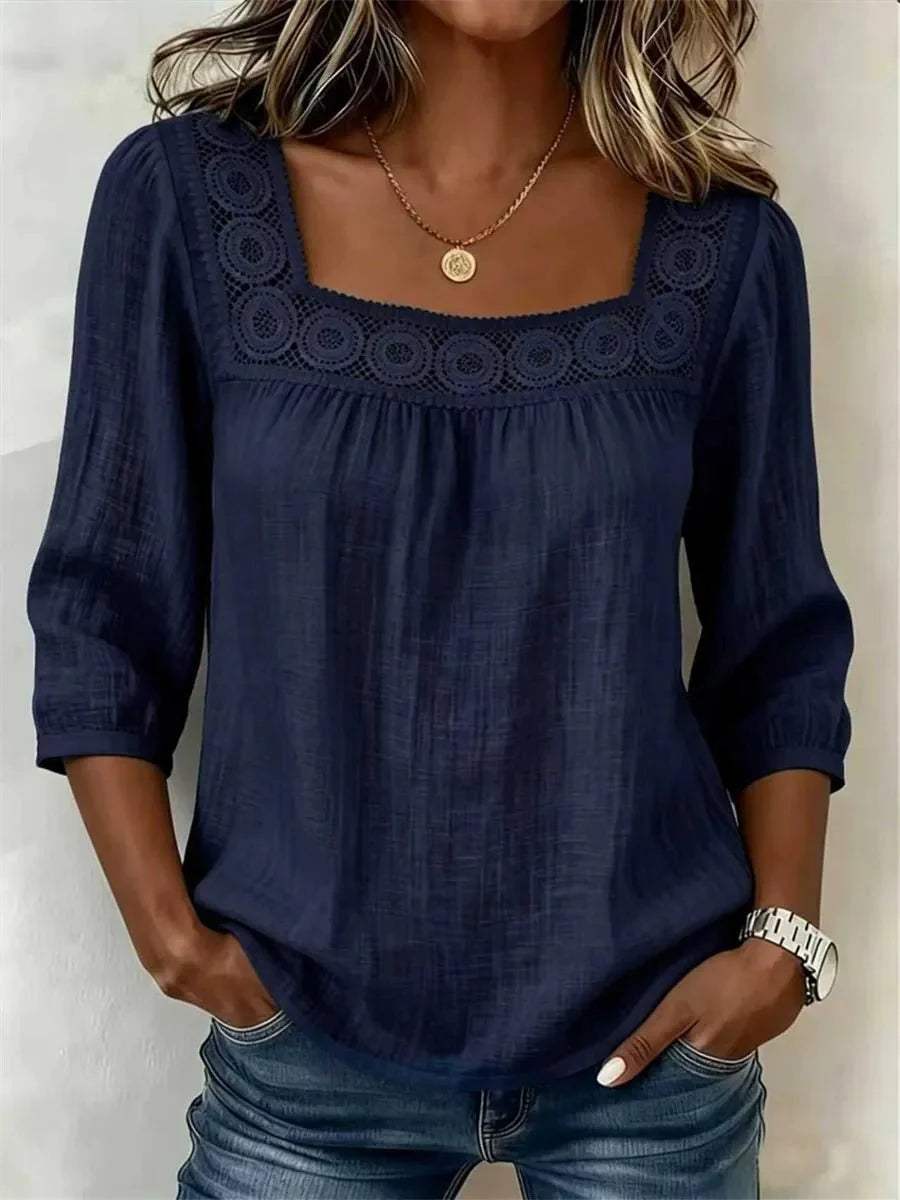 Amora | Lace Square Neck Blouse