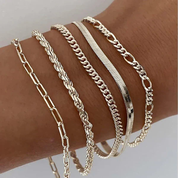 Marcela - Set de Pulseras 5 Piezas Doradas