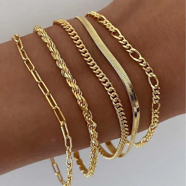 Marcela - Set de Pulseras 5 Piezas Doradas