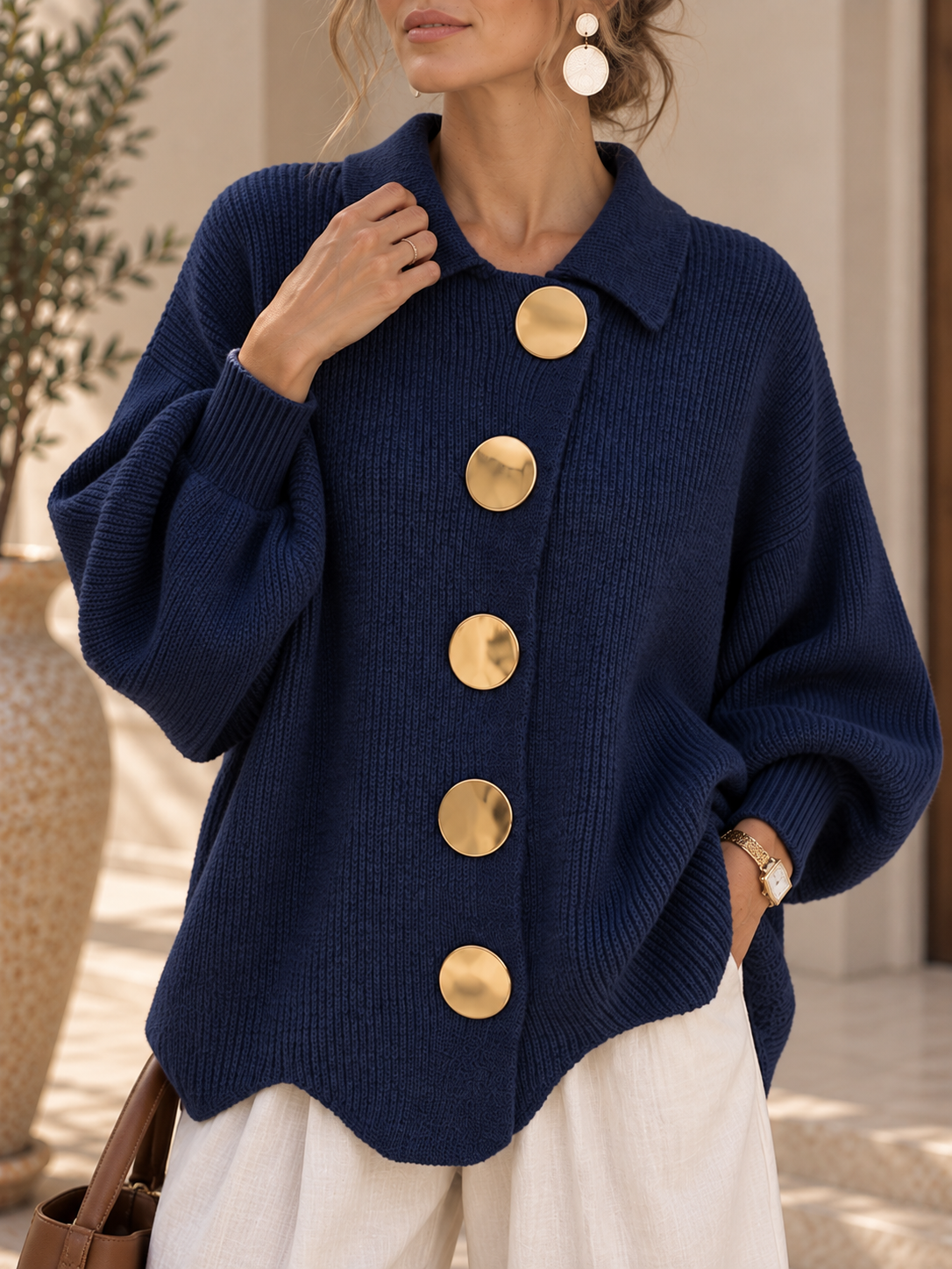 Isadora - Cárdigan Oversize Botones Dorados