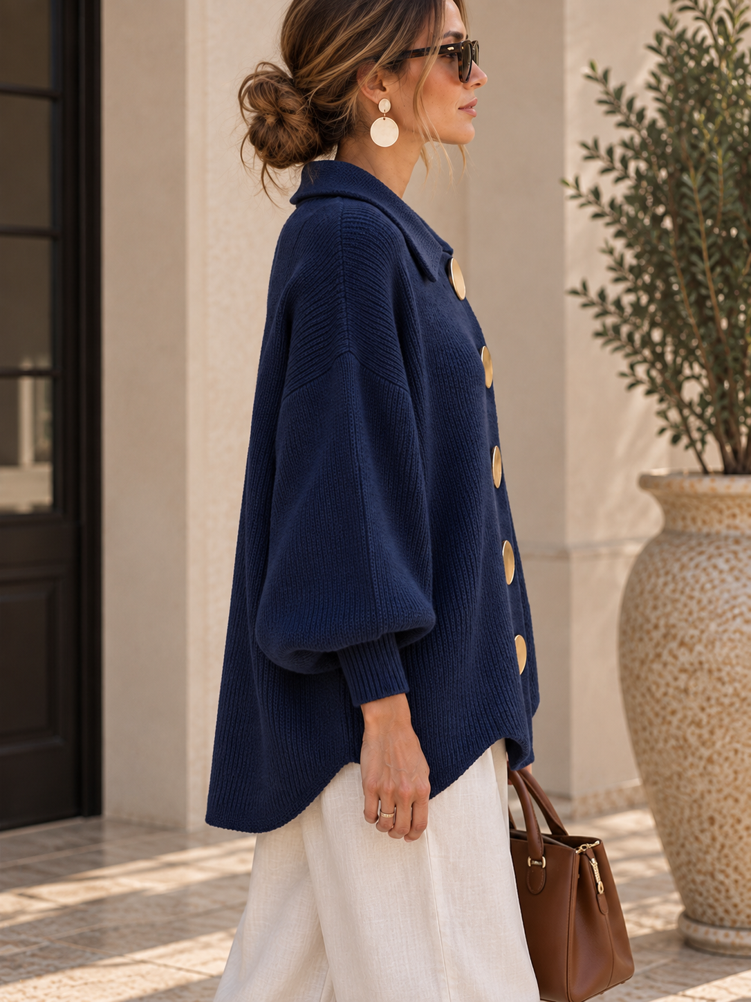 Isadora - Cárdigan Oversize Botones Dorados