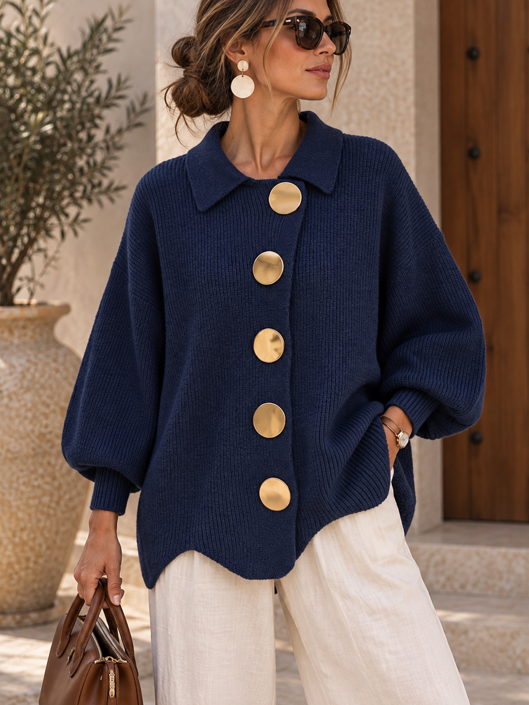 Isadora - Cárdigan Oversize Botones Dorados