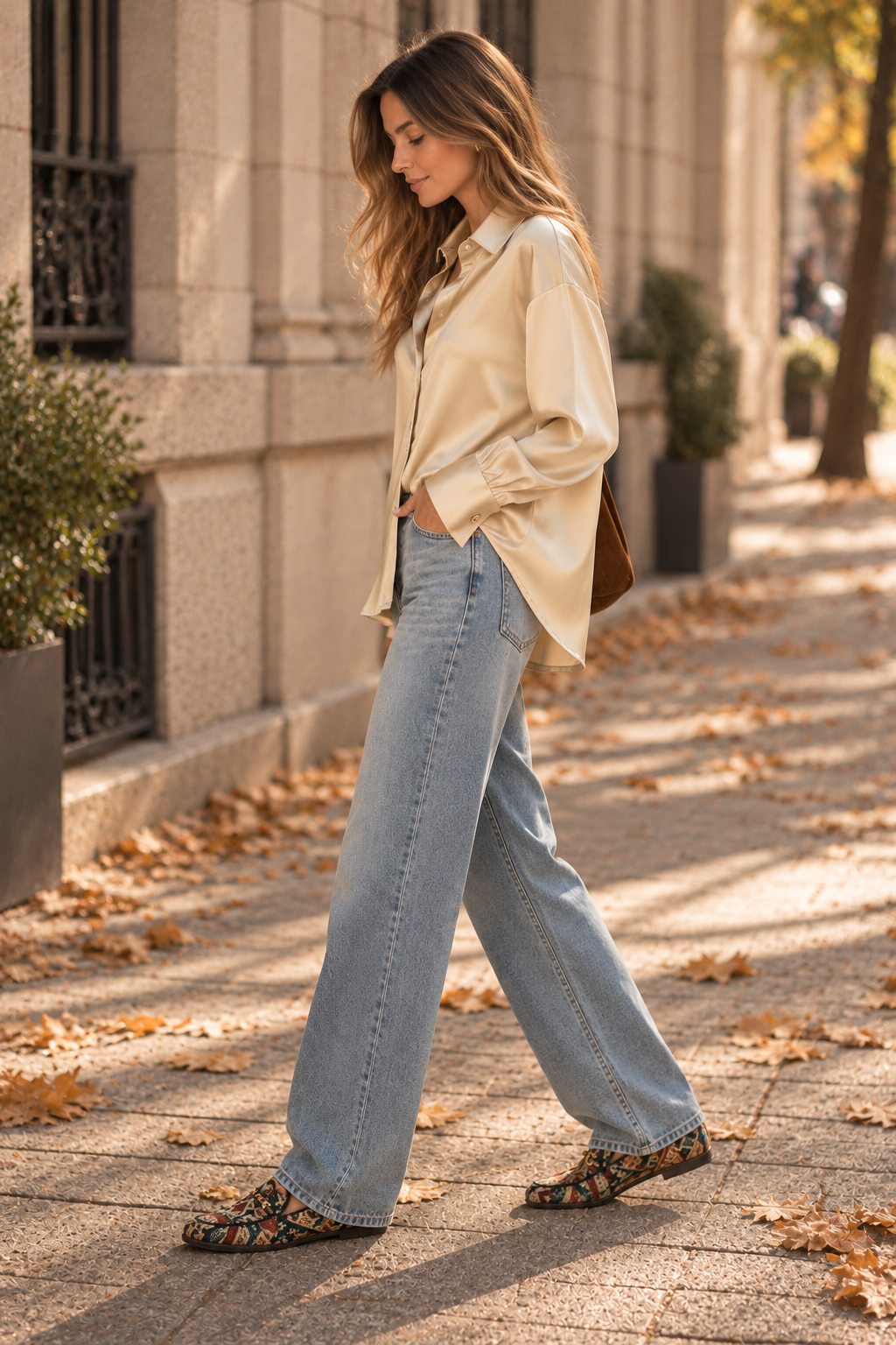 Sofía - Blusa de Satén con Cuello Camisero