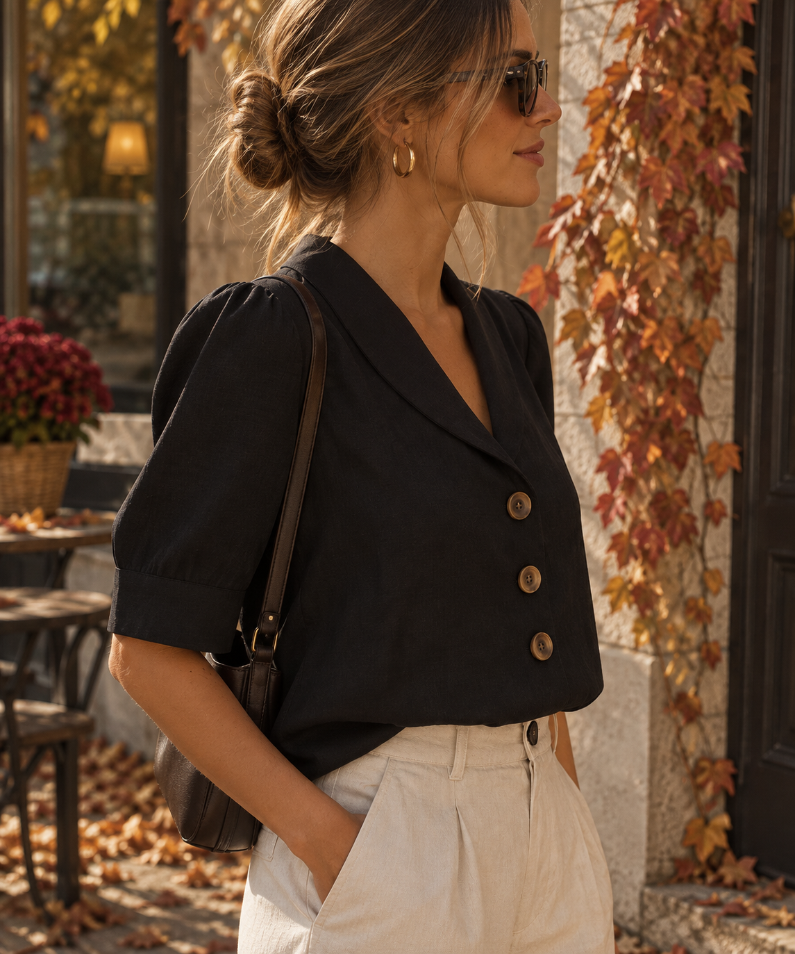 Constanza - Blusa Botonada Manga Corta