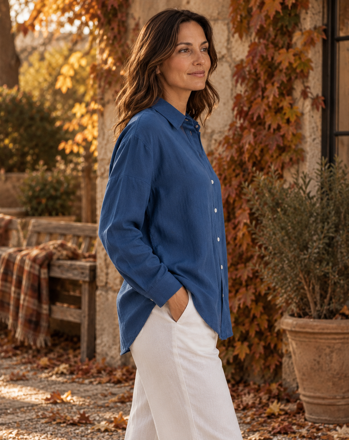 Emilia - Blusa de Lino Manga Larga