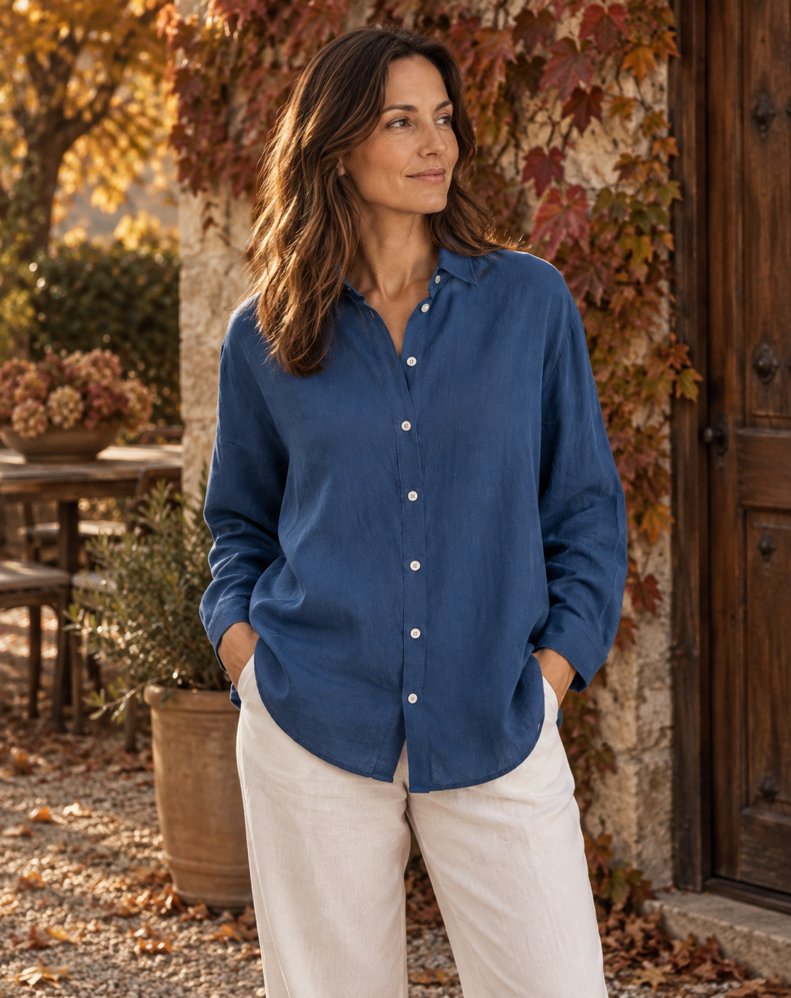 Emilia - Blusa de Lino Manga Larga