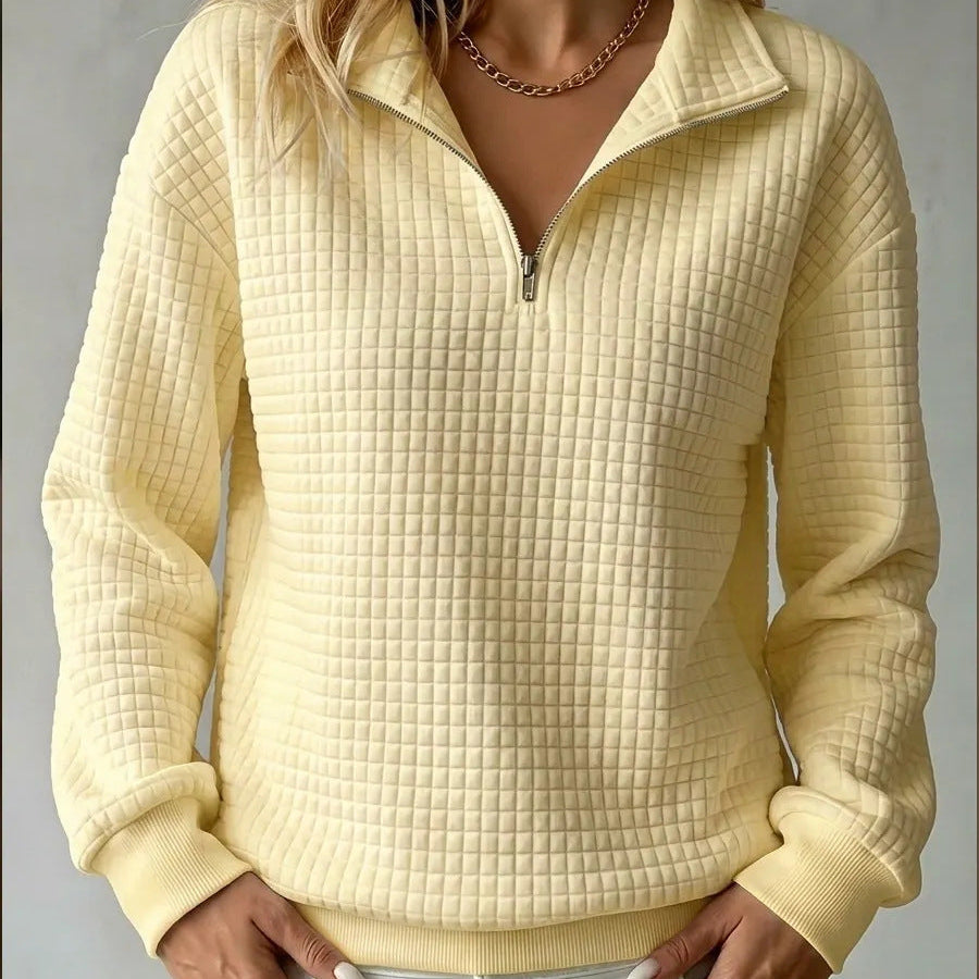 Tina | Quilted Quarter-Zip Sweater