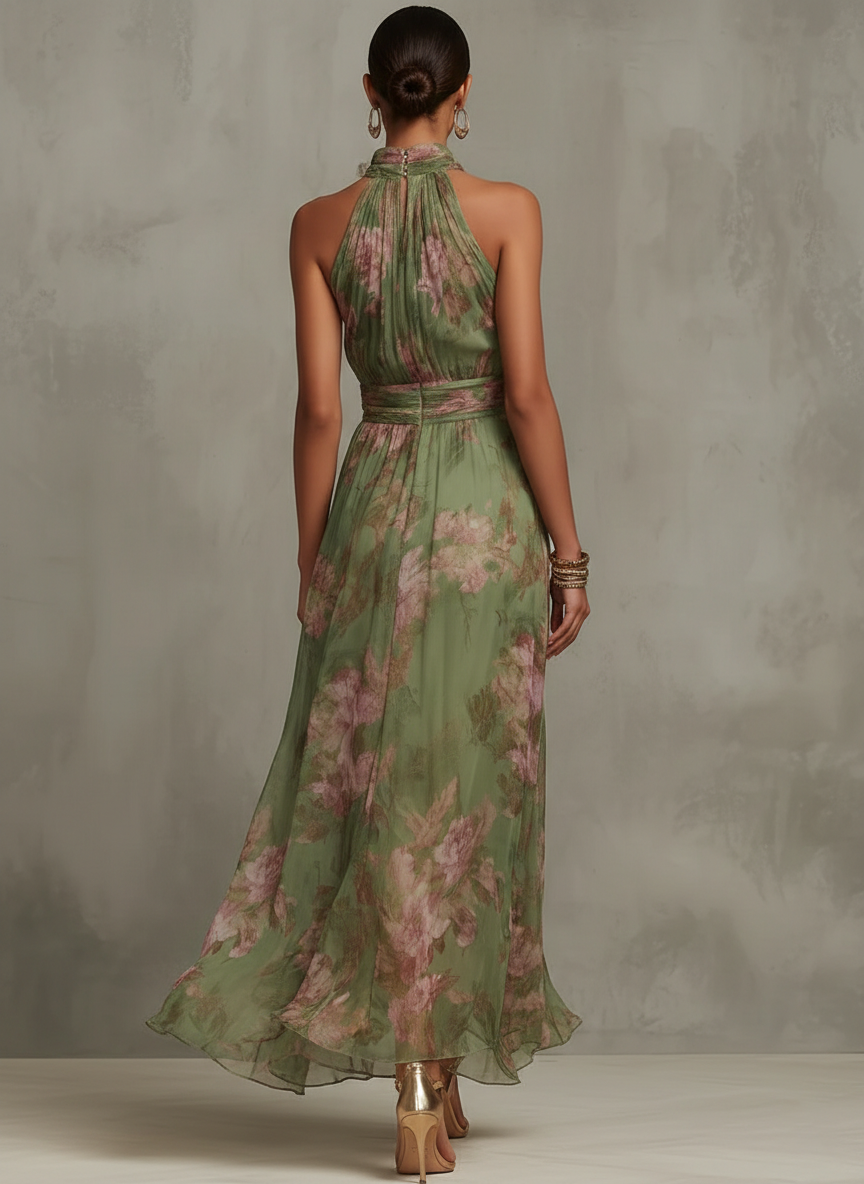 Cristina - Vestido Maxi Halter Floral