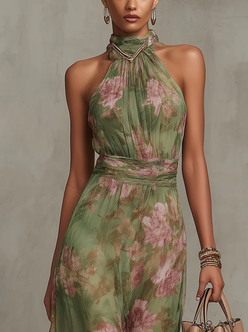Cristina - Vestido Maxi Halter Floral