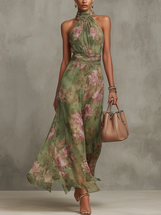 Cristina - Vestido Maxi Halter Floral
