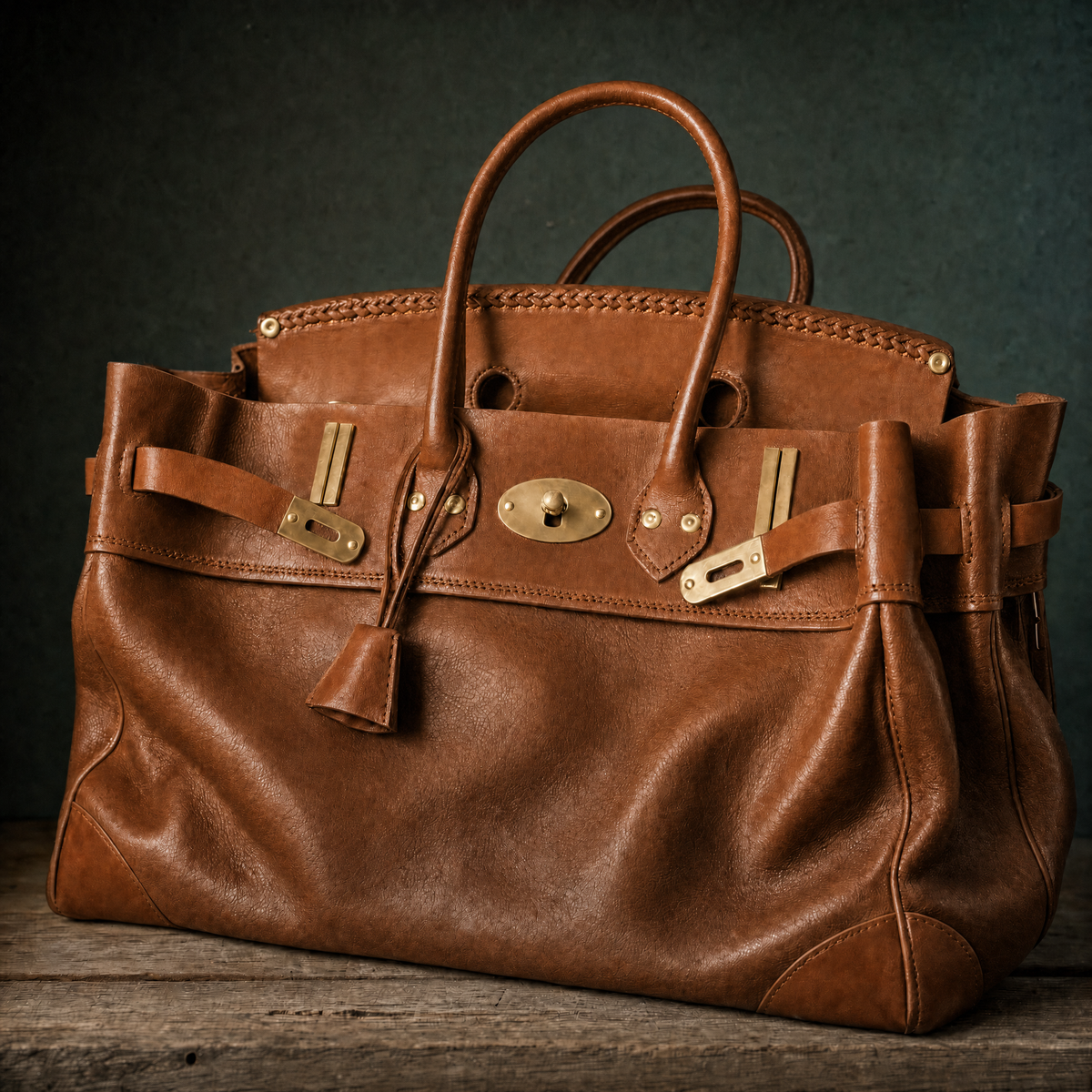 Laura - Bolso de Piel con Asas Enrolladas