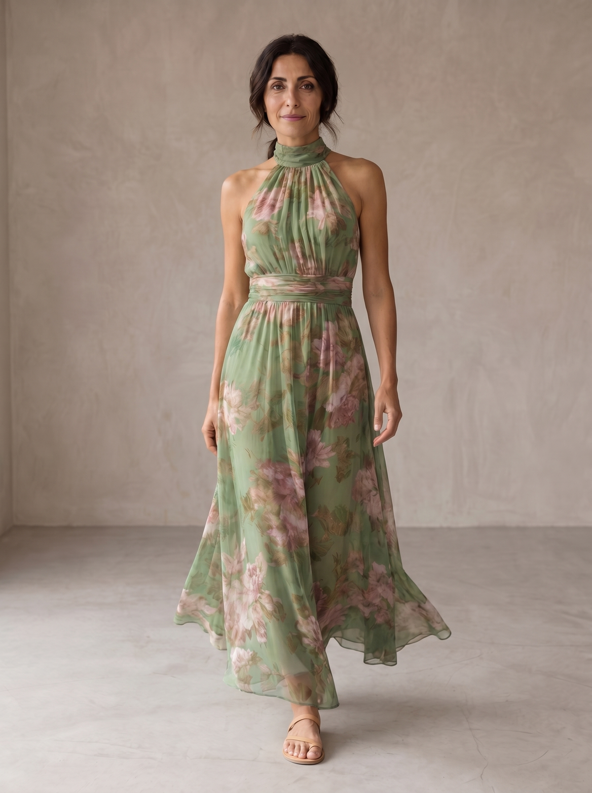Cristina - Vestido Maxi Halter Floral