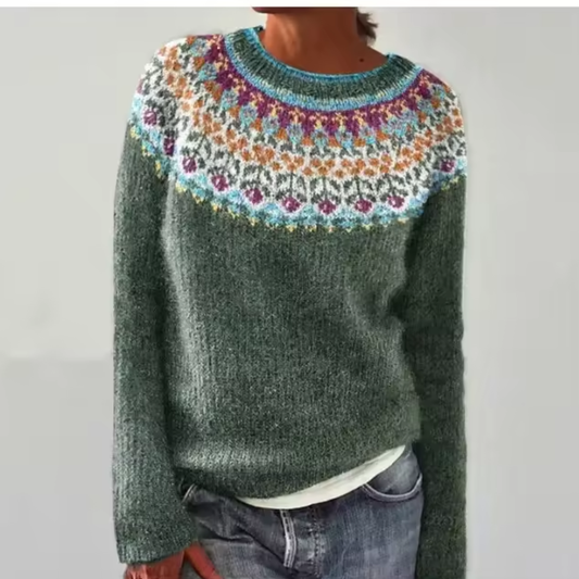 Clara - Jersey de Punto Jacquard Verde