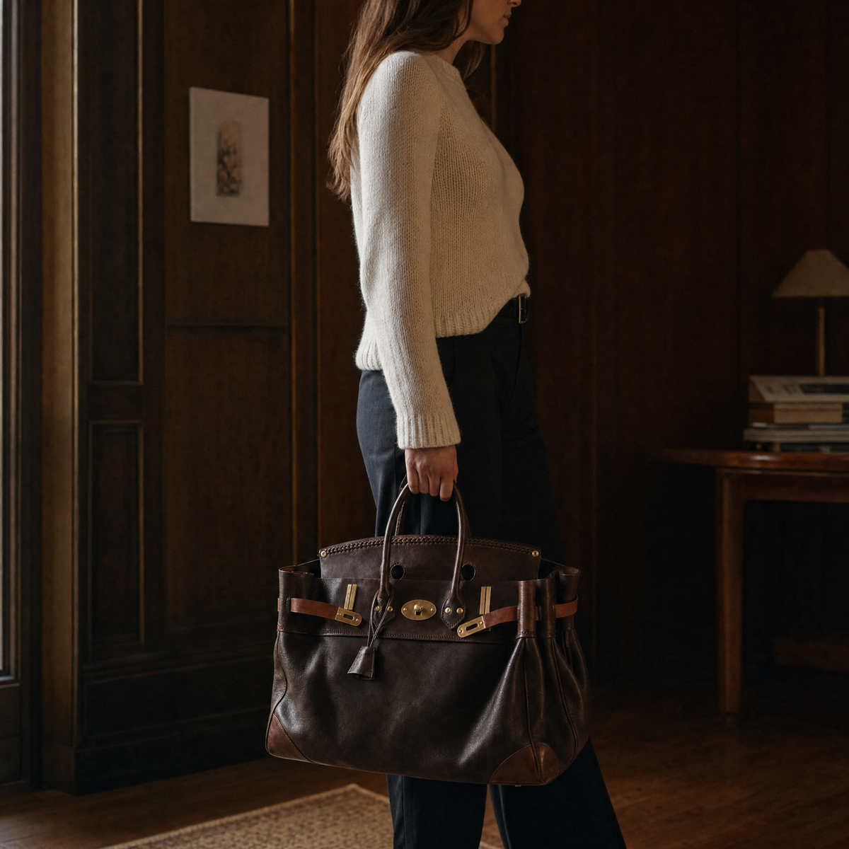 Laura - Bolso de Piel con Asas Enrolladas