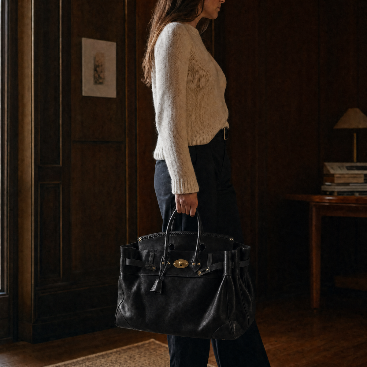 Laura - Bolso de Piel con Asas Enrolladas