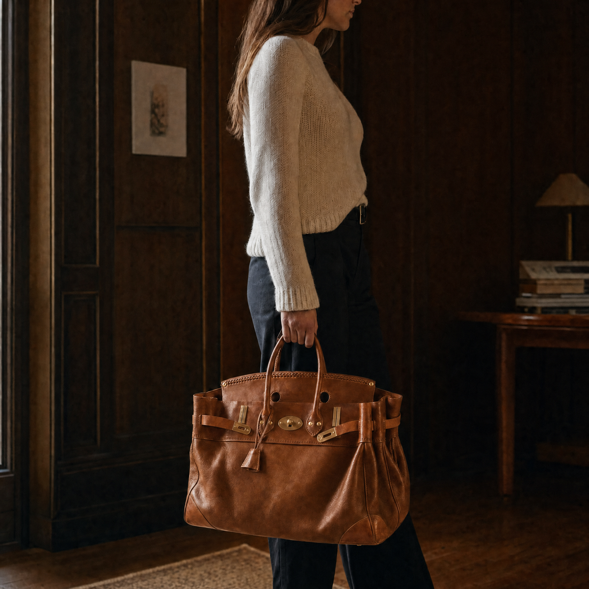 Laura - Bolso de Piel con Asas Enrolladas