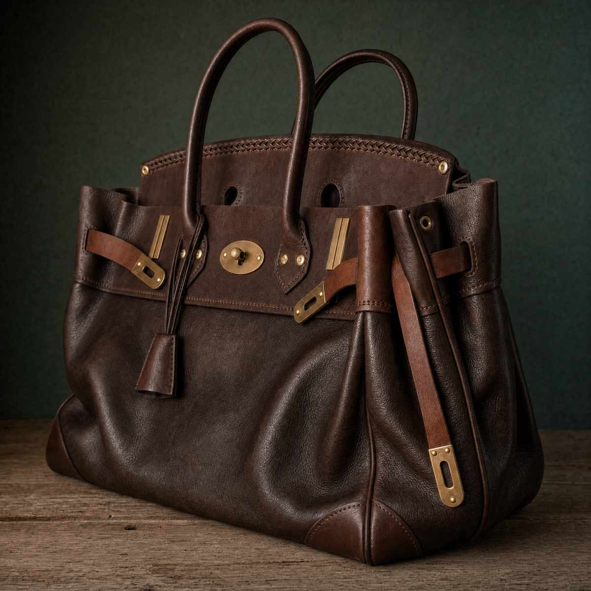 Laura - Bolso de Piel con Asas Enrolladas