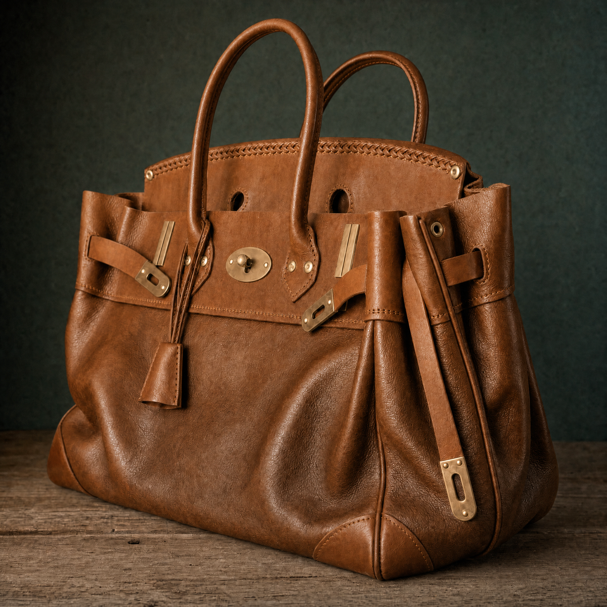 Laura - Bolso de Piel con Asas Enrolladas